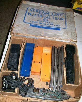 Vintage 1960s Complete O - 27 Gauge Electric Steam Freight Train Set With Ob
