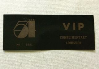 Rare Vintage Studio 54 Vip Complimentary Admission Ticket - Valid Halloween 1978