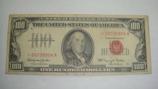 Rare Star Note 1966 U.  S.  Note Red Seal $100 Legal Tender Light Red Seal