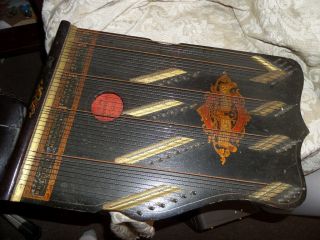 Vintage Regent Antique Concert Harp Zither Hand Painted All Strings Made In Usa