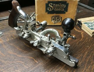 Vintage Stanley No 45 Combination Plane And Cutters Complete