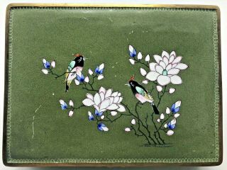 Vintage Chinese Export Cloisonne Enamel Playing Cards Box Circa 1940s Lotus Bird 4