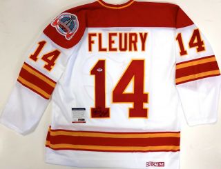 Theo Fleury Signed Calgary Flames 1989 Stanley Cup Ccm Vintage Jersey Psa