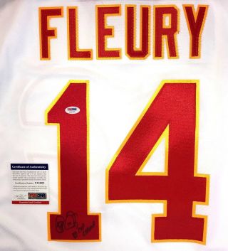 THEO FLEURY SIGNED CALGARY FLAMES 1989 STANLEY CUP CCM VINTAGE JERSEY PSA 3