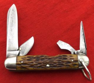 Vintage STANDARD KNIFE CO.  Camp Utility Pocket Knife Bone - Case Bradford 1920 - 48 2