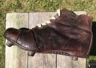 Vintage Brown Leather Football Rugby Shoes Cleats Antique US Men ' s 12 3