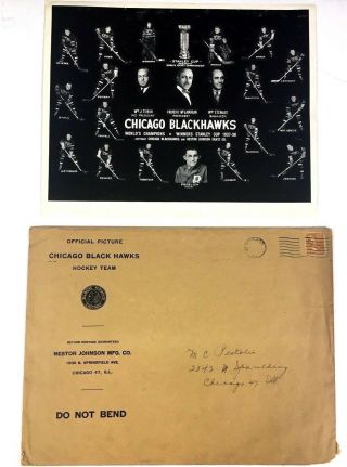 1937 Chicago Blackhawks Nestor Johnson Photo Vtg Hockey Nhl Stanley Cup Champs
