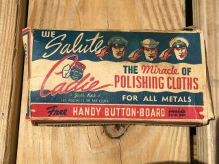 Ww2 Cadie Brand Button Polish Kit W/ Rags And Button Board