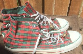 Vintage 1980’s Converse All Star Chuck Taylor Plaid Xmas Shoes Sneakers 12.  5