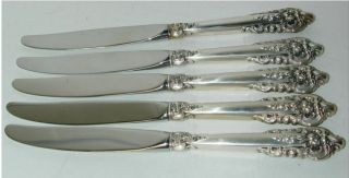 6 Wallace Grande Baroque Sterling Silver 9 " Dinner Knives
