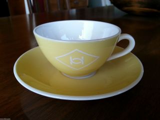 Rare Vintage Villeroy & Boch Yellow Mettlach Germany Ship Coffee Cup & Saucer