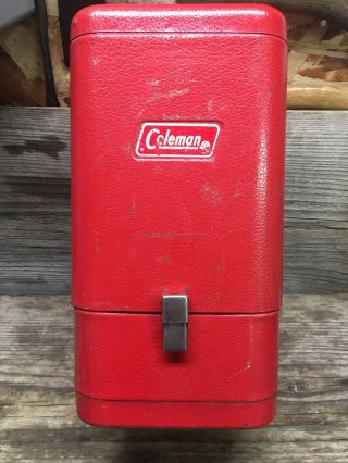 Vintage Red Metal Flip Open Coleman Lantern Case For 200 Lantern