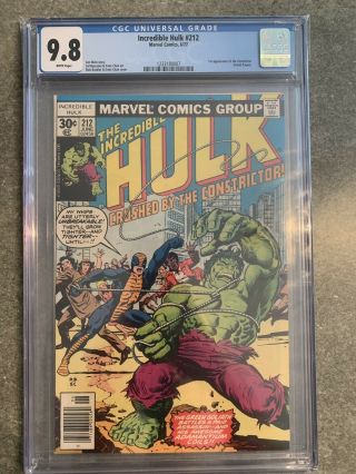 Incredible Hulk 212 Cgc 9.  8 First Appearance Constrictor Rare Bronze Age Comic