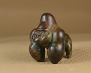 Handmade Oxidized Vintage Copper Brass Casting King Kong Gorilla Statue Decor