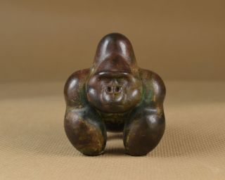 Handmade Oxidized Vintage Copper Brass Casting King Kong Gorilla Statue Decor 2