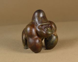 Handmade Oxidized Vintage Copper Brass Casting King Kong Gorilla Statue Decor 3