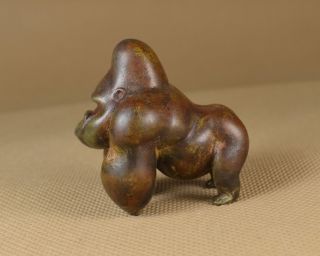 Handmade Oxidized Vintage Copper Brass Casting King Kong Gorilla Statue Decor 7