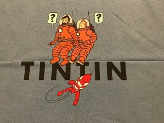 Vintage Hergé Moulinsart Tintin Cartoon Full Bed Duvet Cover Explore Moon NMINT 3