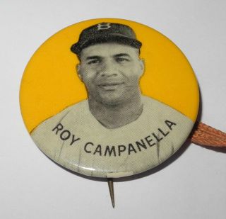 RARE 1950 ' s Yellow Variation Baseball Pin Button Roy Campanella Brooklyn Dodgers 6