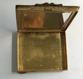 Antique 800 Silver Blue Enameled Guilloche Compact gold washed 5