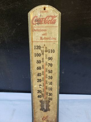 Rare vintage Coca Cola Thermometer wood,  glass,  metal 1905 2