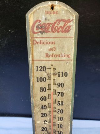 Rare vintage Coca Cola Thermometer wood,  glass,  metal 1905 4