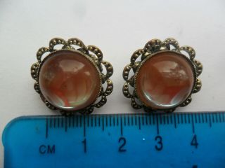 Vintage Czech ? Art Deco Jewellery Glass Clip On Earrings Saphiret Saphirine