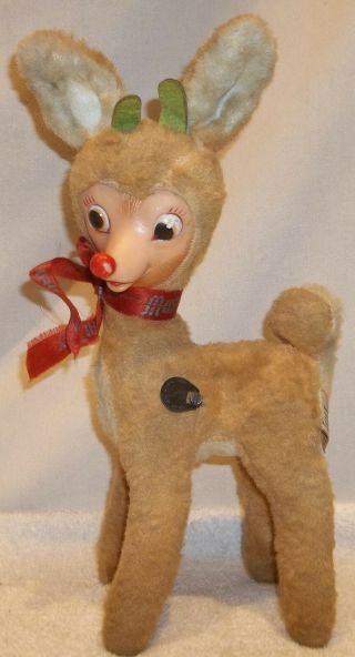 Vintage Rudolph The Red Nosed Reindeer Gund Swedlin Stuffed Animal 1949