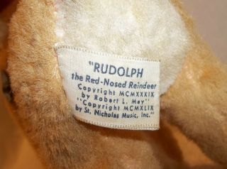 VINTAGE Rudolph the Red Nosed Reindeer Gund Swedlin Stuffed Animal 1949 5