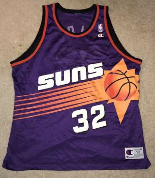 Jason Kidd Phoenix Suns Champion Jersey Vintage 52 2xl Xxl Big Sun Logo Purple