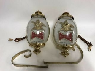 TWO Budweiser beer sign vintage wall sconce lamp light bubble style lighted 4