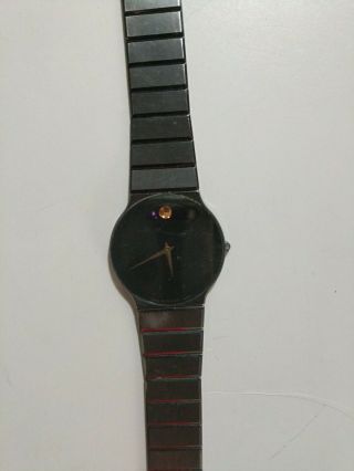 Movado Museum Mens Black Ultra Thin Quartz Watch 84 - 40 - 880a Not Now