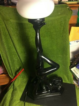 Vintage - Art - Deco - Nude - Lady - Table - Lamp - Black - Large - 29 " Tall Nouveau