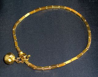 23/24k Yellow Gold Thai Baht Bracelet 7” Long – 7.  4 Gms,  100 Mark,  Vintage 90’s