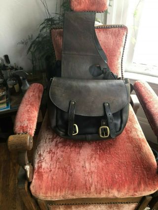 Vintage All Leather Saddle Bags With Brass Hardware