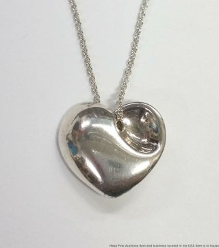 Vintage Tiffany & Co Sterling Silver Heart Love Pendant Necklace