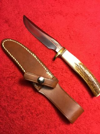 Vintage Randall 7 - 4 Fisherman Hunter Stag Handle Knife