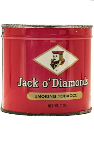 1930s Vintage " Jack O Diamonds " Round 7oz Tobacco Tin In