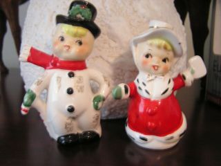 Vintage Napco Kids Christmas Salt & Pepper Shakers.  In