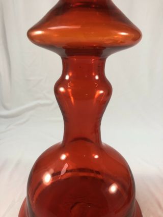 Vintage 1960 Mid Century Modern Blenko Art Glass Tangerine 5929S Decanter - Rare 11