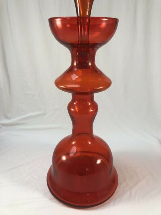 Vintage 1960 Mid Century Modern Blenko Art Glass Tangerine 5929S Decanter - Rare 4
