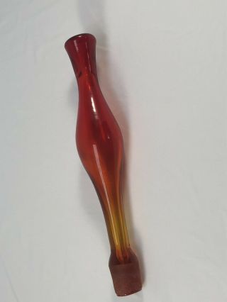 Vintage 1960 Mid Century Modern Blenko Art Glass Tangerine 5929S Decanter - Rare 6
