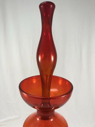 Vintage 1960 Mid Century Modern Blenko Art Glass Tangerine 5929S Decanter - Rare 7
