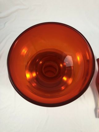Vintage 1960 Mid Century Modern Blenko Art Glass Tangerine 5929S Decanter - Rare 9