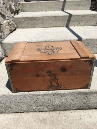 Vintage Boy Scouts Of America Hinged Wood Camp Box Bsa Crate Gideon 1911 Usa