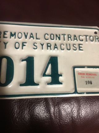 Rare Vintage 1970s Syracuse NY Snow Removal Contractor License Plate 3