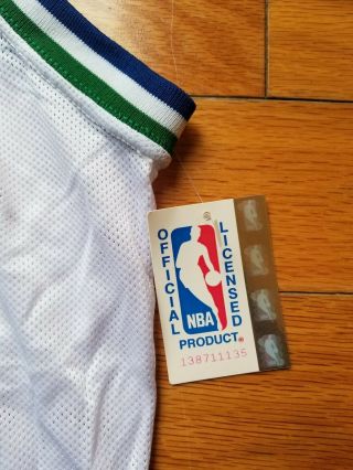 Jamal Mashburn Dallas Mavericks Champion Jersey Size 44 Vtg Nba White 2