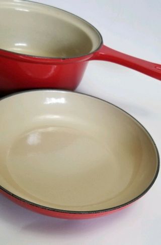 Vintage Le Creuset Enamel Cast Iron 22 Two In One Sauce Pan & 8 