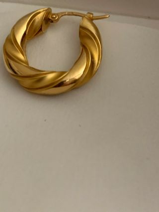 Vintage CHARLES GARNIER PARIS 18k Yellow Gold Twisted Hoop Earrings w/Pouch 2.  9g 3