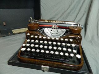 Rare Underwood Portable Typewriter Antique 1929 Wood Grain Serviced